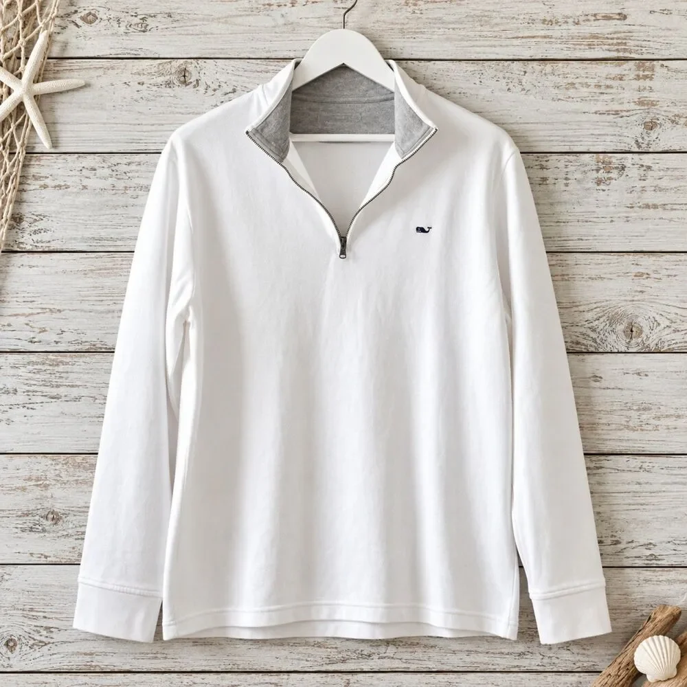 NWOT Vineyard Vines Saltwater Quarter-Zip | Men’s L White Gray